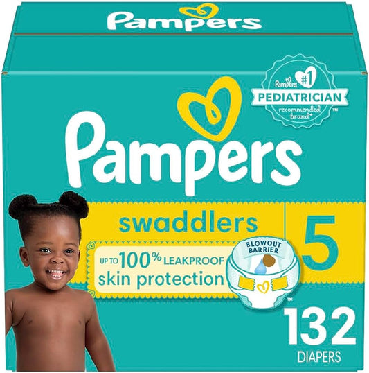 Pampers Diapers Size 5, 132 Count - Pampers Swaddlers Disposable Baby Diapers