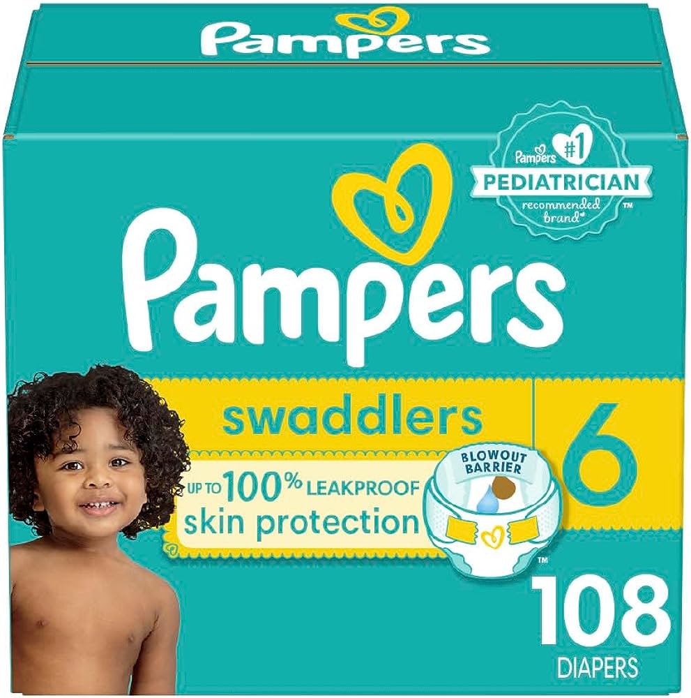 Pampers Diapers Size 6, 108 Count - Pampers Swaddlers Disposable Baby Diapers