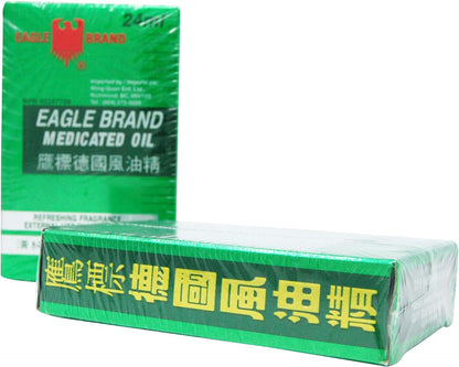 Eagle Brand Medicated Oil 0.8 OZ (24ML), Fong Yeow Cheng 鷹標德國風油精 Feng You Jing NPN: 02247709-2 Pack