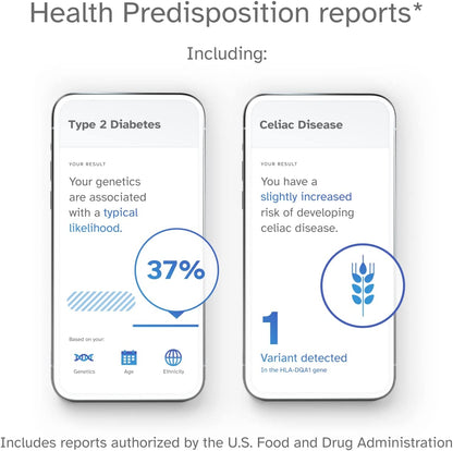 Health + Ancestry Service - DNA Testing with Personalized Genetic Reports like Health Predispositions, Carrier Status, Wellness and Trait Reports (Before You Buy See Important Test Info Below)