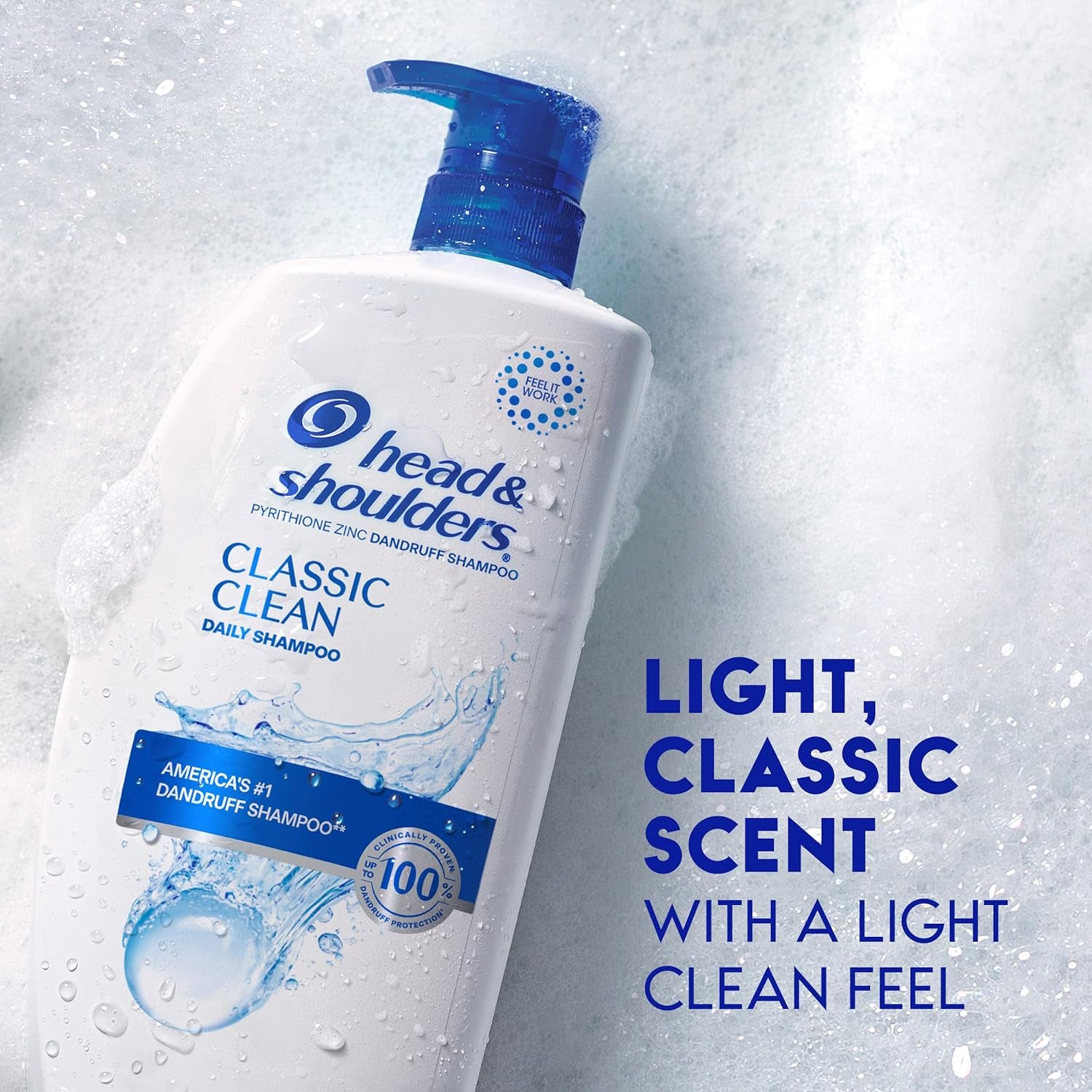 Head & Shoulders Classic Clean Shampoo, White and Blue (835 ml).