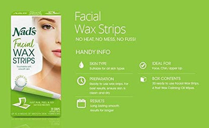 Nad's Facial Wax Strips 20 Piece Facial Wax Strips