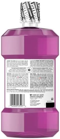 Listerine Total Care Antiseptic Mouthwash for Gingivitis and Teeth Plaque - Contains Thymol, Menthol, and Eucalyptol as Essential Oils - 1.5L, Purple