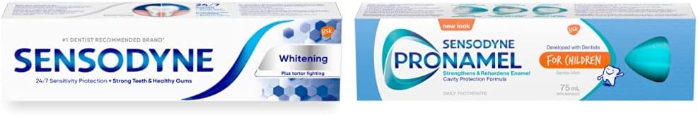 Sensodyne Whitening & Tartar Toothpaste, Strengthens Protects and Whitens Sensitive Teeth (135 ml).