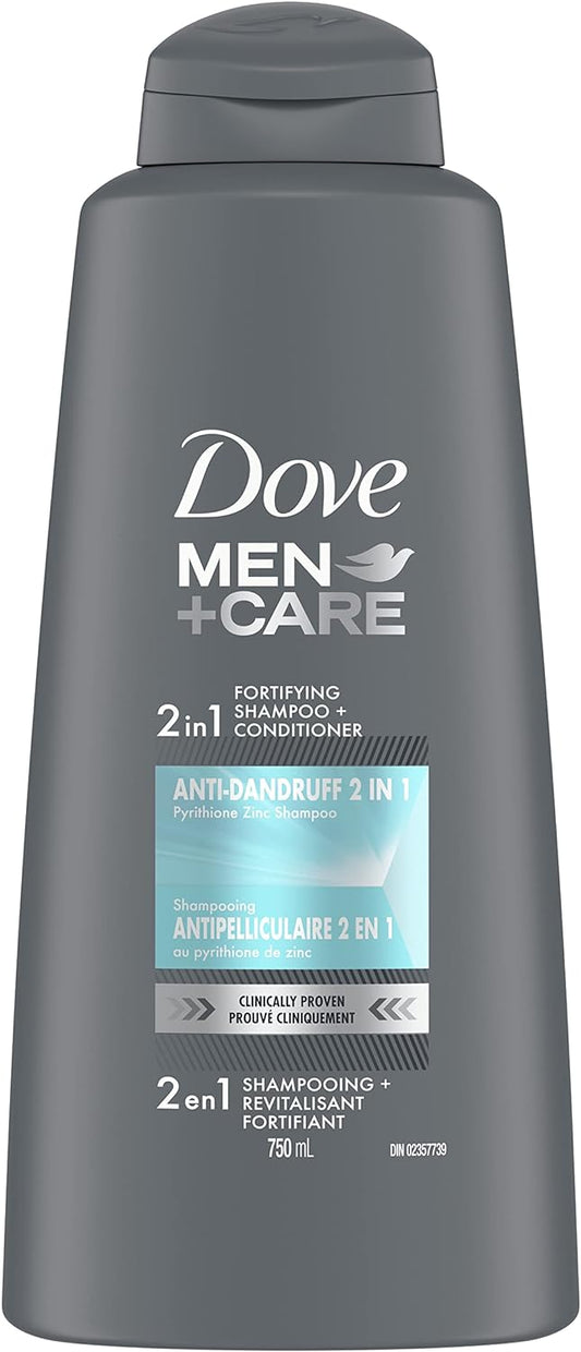 Dove Fortifying 2 in 1 Shampoo & Conditioner for Visibly Healthier-Looking Hair anti Dandruff Hair Care with Pyrithione Zinc and Caffeine (750 ml).