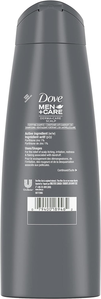 Dove Fortifying 2 in 1 Shampoo & Conditioner for Visibly Healthier-Looking Hair anti Dandruff Hair Care with Pyrithione Zinc and Caffeine (750 ml).