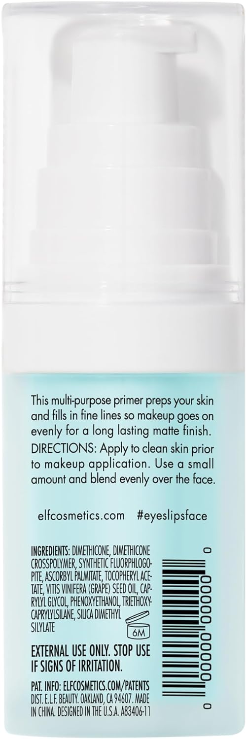 Elf Cosmetics Hydrating Face Primer, Makeup Primer for Flawless, Smooth Skin & Long-Lasting Makeup, Fills in Pores & Fine Lines, Vegan & Cruelty-Free, Small