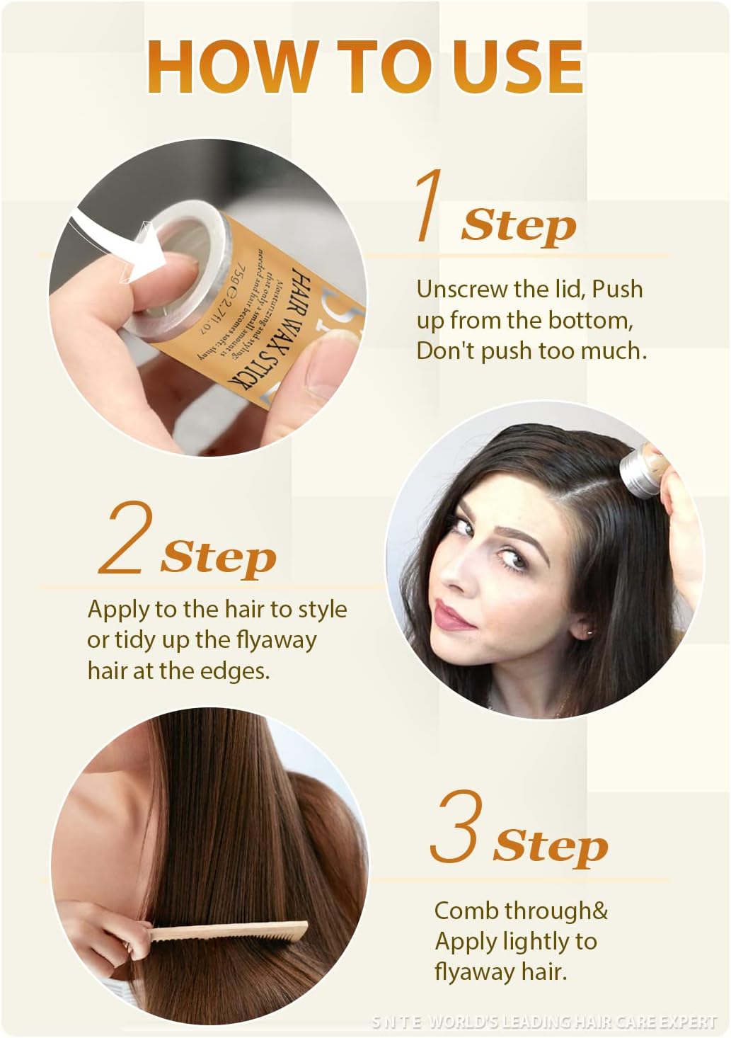 SNTE Hair Wax Stick, Wax Stick for Hair Wigs Edge Control Slick Stick Hair Pomade Stick Non-Greasy Styling Wax for Fly Away & Edge Frizz Hair 2.7 Oz