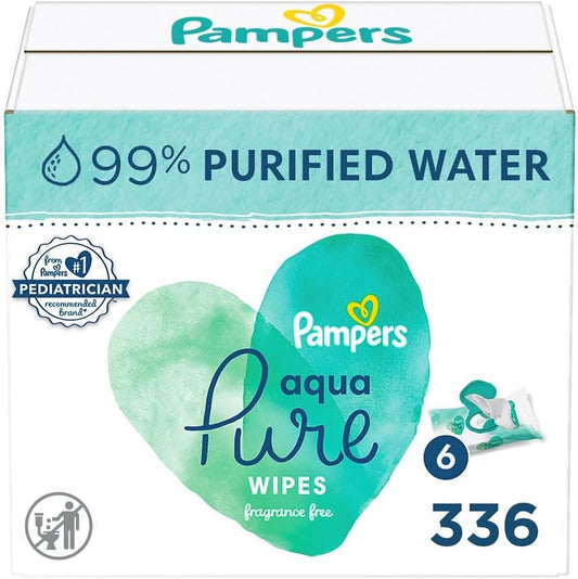 Pampers Aqua Pure Sensitive Baby Wipes 6X Pop-Top 336 Count