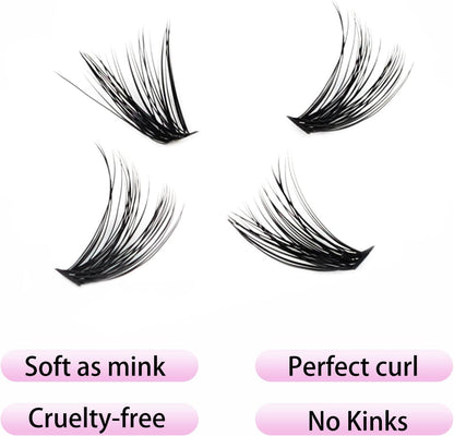 Cluster Lashes 240Pcs 40D DIY Eyelash Extension D Curl Long Individual Lashes Mixed Tray Faux Mink Lash Clusters Extensions 0.07 0.10 Black (40D-0.07D-9-16Mm) (Choose Sold by  Lashes)