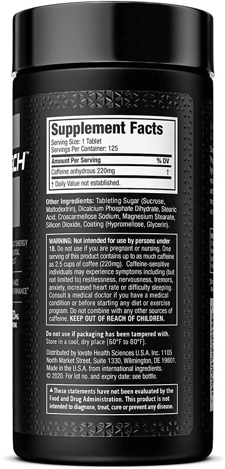 Platinum 100% Caffeine Pill, Unflavored, 125 Count