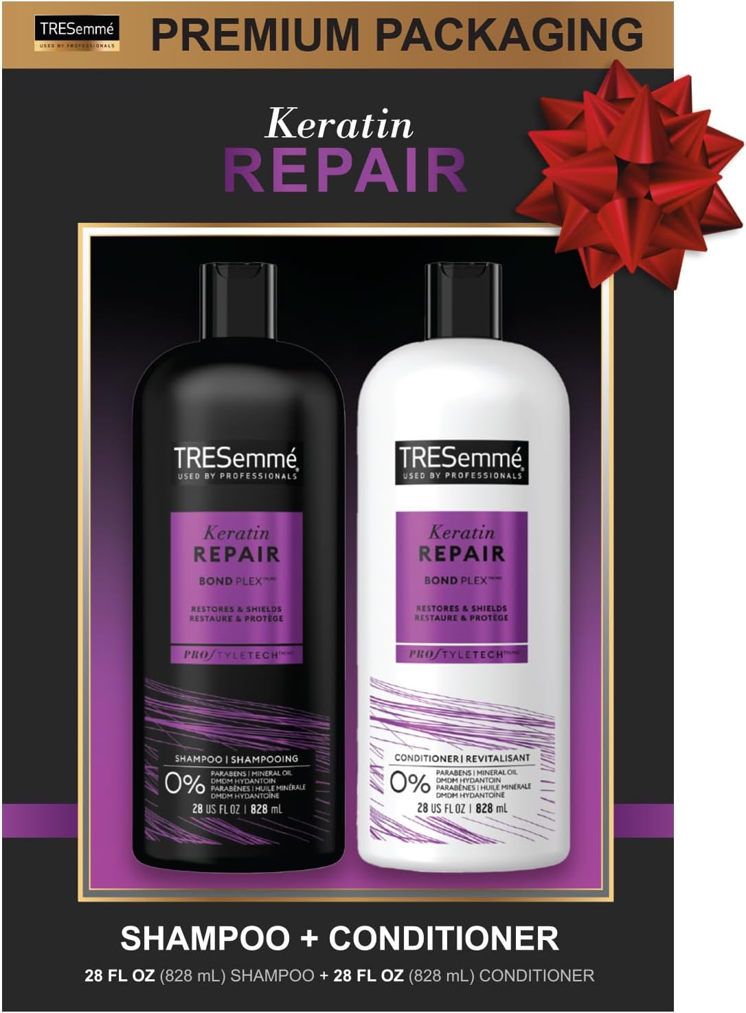 Tresemme Shampoo and Conditioner Set - Keratin Hair Treatment, Paraben and Sulfate Free Shampoo Safe for Color-Treated Hair, Deep Conditioner for Dry Damaged Hair, Keratin Repair, 28 Fl Oz (2 Piece Set)