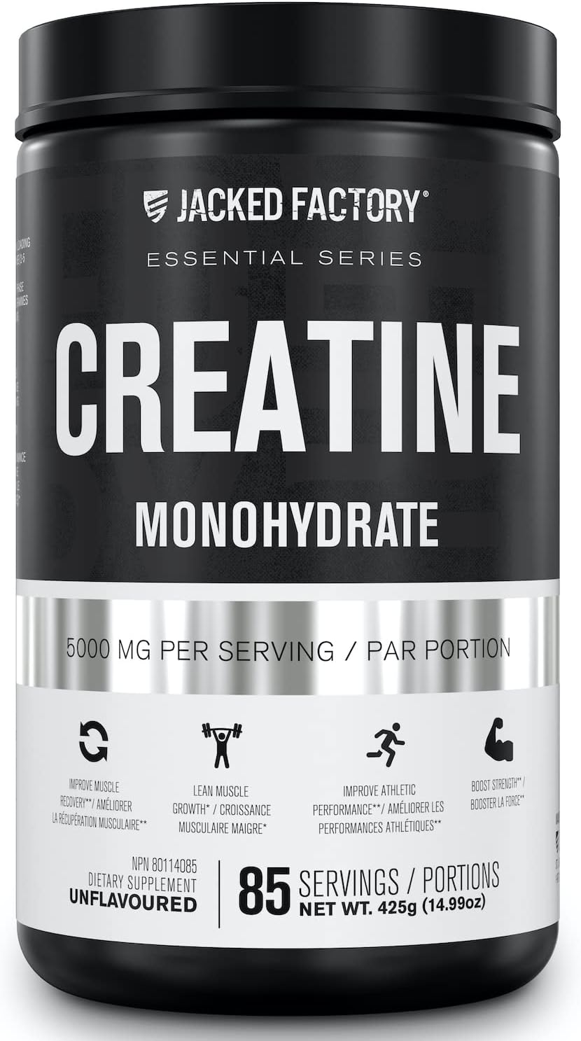 Jacked Factory Creatine Monohydrate Powder 425G - Creatine Supplement for Muscle Growth, Increased Strength, Enhanced Energy Output and Improved Athletic Performance by  - 85 Servings, Unflavored