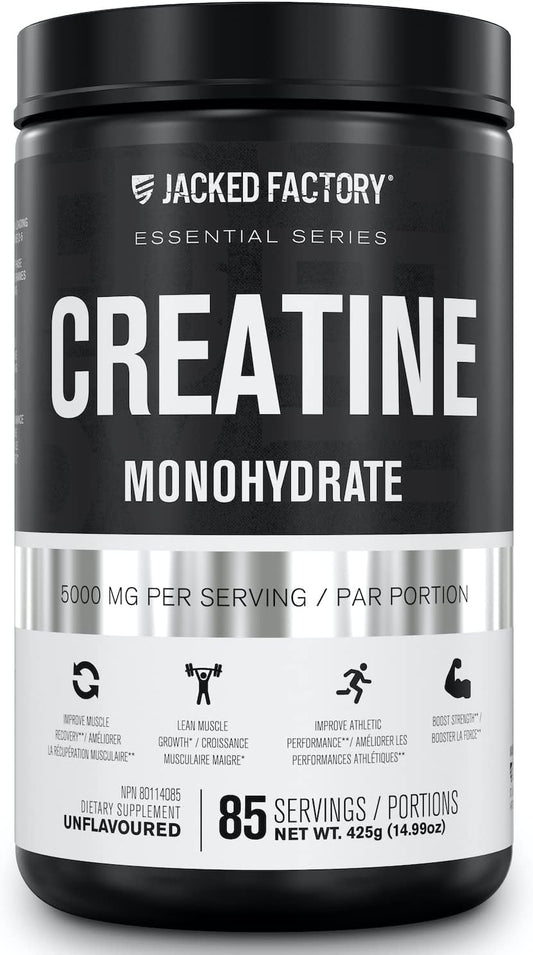 Jacked Factory Creatine Monohydrate Powder 425G - Creatine Supplement for Muscle Growth, Increased Strength, Enhanced Energy Output and Improved Athletic Performance by  - 85 Servings, Unflavored