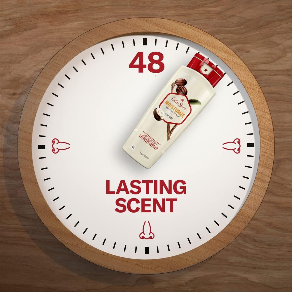 Old Spice Men's Body Wash Moisturize with Shea Butter (A pack of 4 532 ml bottles).