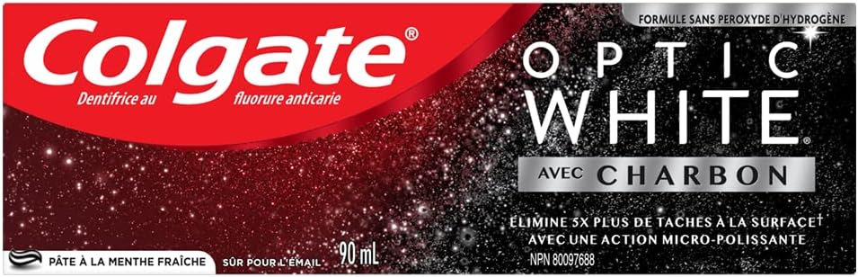 Colgate Optic White with Charcoal Toothpaste, Cool Mint Paste (90 ml).