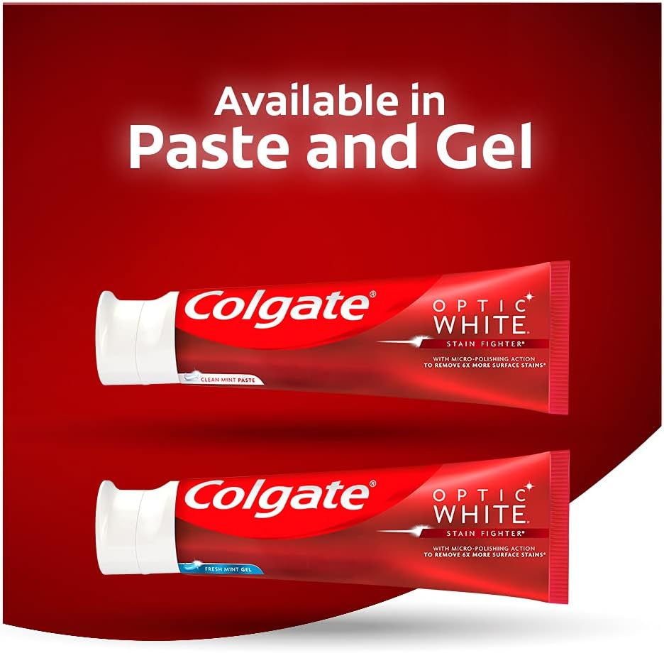 Colgate Optic White Stain Fighter Gel Toothpaste (A pack of two 90 ml).