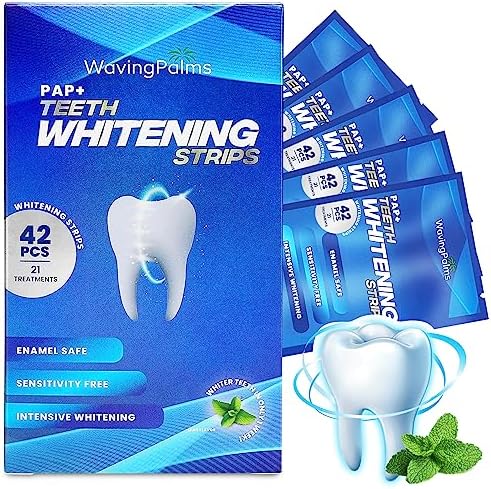 Waving Palms Whitening Strips, Teeth Whitening Strips, Teeth Whitening,42 Upgraded Sensitivity Free Teeth Whitening Strips, Peroxide Free, 21 Treatments for Teeth Whitening, Professional and Safe White Strips