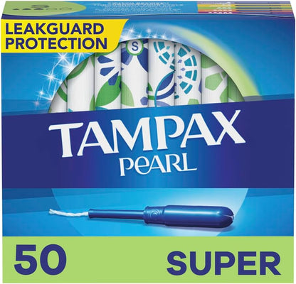 Tampax Pearl Tampons, Plastic Applicator, Super Absorbency, 50 Count