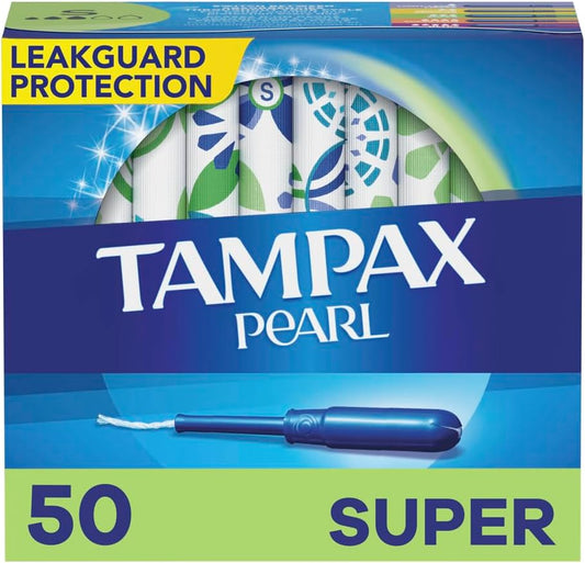 Tampax Pearl Tampons, Plastic Applicator, Super Absorbency, 50 Count