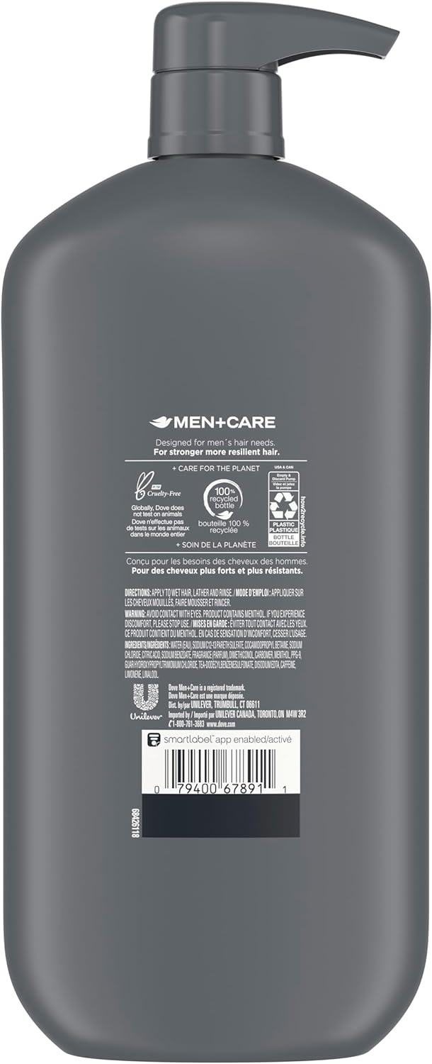 Dove Fresh & Clean 2-In-1 Shampoo + Conditioner with Caffeine and Menthol Cleans & Invigorates Hair (950 ml).