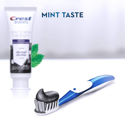 Crest 3D White Fluoride Toothpaste, Whitening Therapy Charcoal Deep Clean, Invigorating Mint (A pack of two 110 ml).