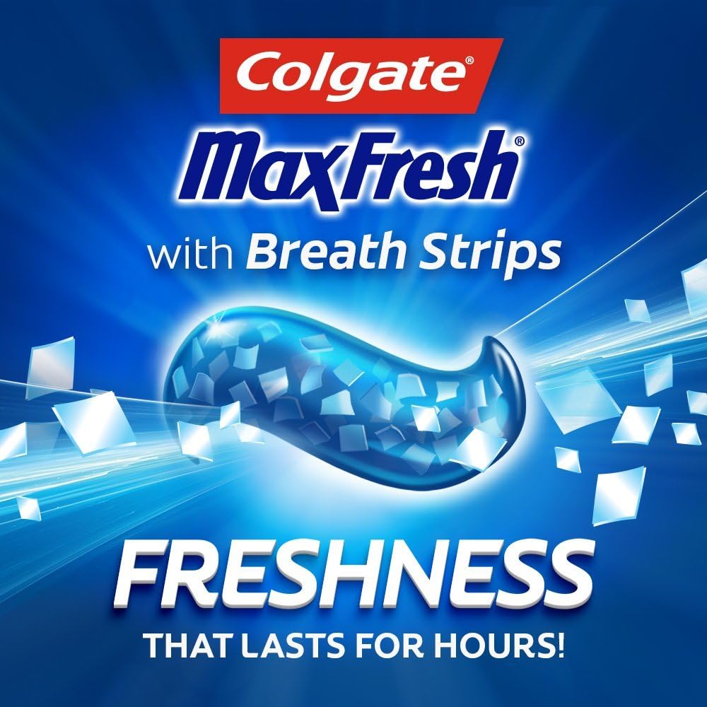 Colgate Maxfresh Cool Mint Gel Toothpaste - Fluoride Whitening Formula with Enamel Protection for a Fresh Clean Smile - Dentifrice for Daily Oral Care (A pack of three 150 ml).