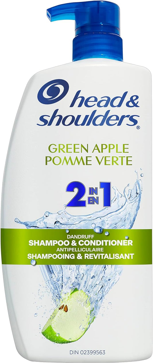 Head & Shoulders Green Apple 2-In-1 Shampoo + Conditioner, White,Green,Blue (835 ml).