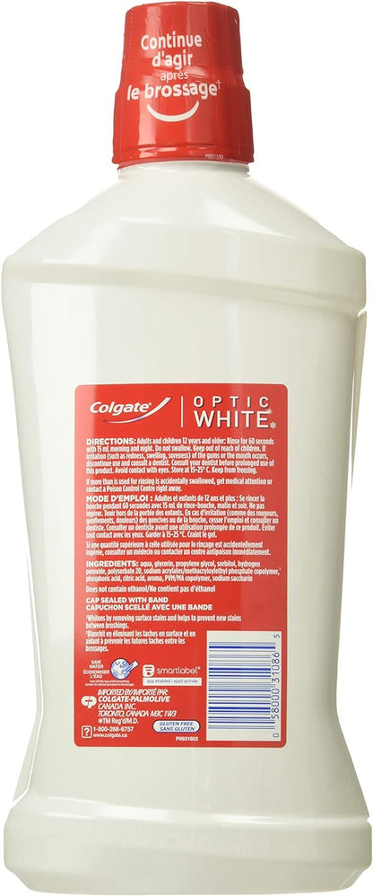 Colgate Optic White Mouthwash, Alcohol Free Icy Fresh Mint (946 ml).