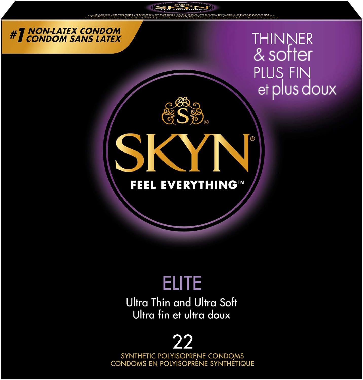 Skyn Elite Condoms - 22 Count - Ultra-Thin, Lubricated Latex-Free Condoms