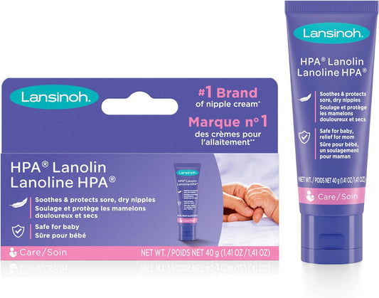 Lansinoh HPA Lanolin Nipple Cream, Safe for Baby and Mom, Breastfeeding Essentials, 40 Grams