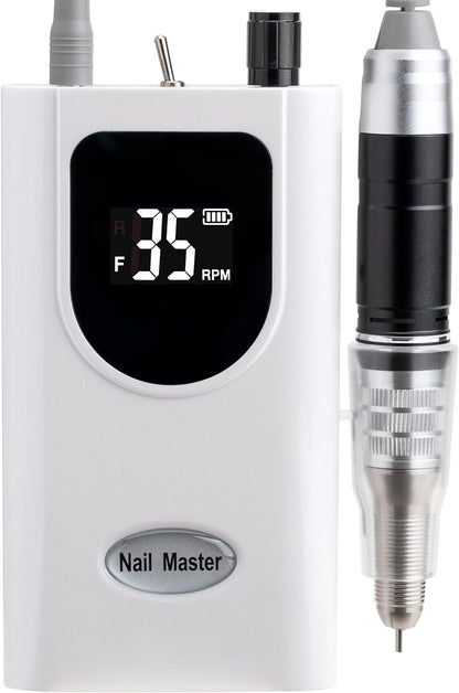 Delanie Professional Nail Drill for Acrylic Nails, High Torque 35,000 RPM Rechargeable Electric Nail File for Acrylic Nails, 2,000Mah, LCD Display, High Speed, Low Heat, Low Vibration Purple