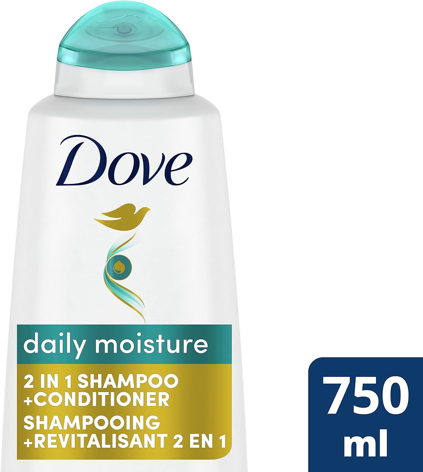 Dove Daily Moisture 2 in 1 Shampoo & Conditioner with Bio-Nourish Complex Moisturizes and Nourishes Dry Hair (750 ml).