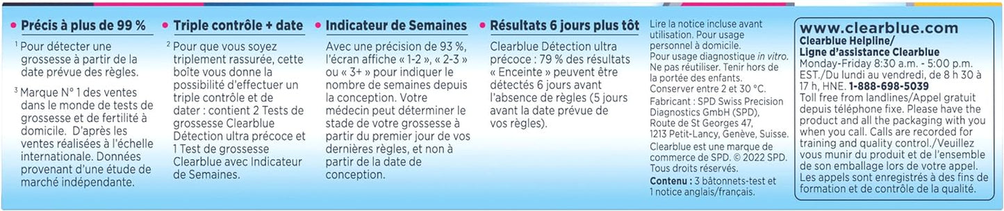 Clearblue Pregnancy Test Triple Check & Date Combo Pack, 3 Tests (1 Digital, 2 Visual)