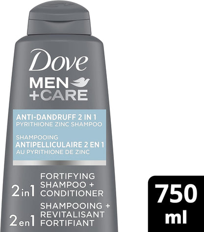 Dove Fortifying 2 in 1 Shampoo & Conditioner for Visibly Healthier-Looking Hair anti Dandruff Hair Care with Pyrithione Zinc and Caffeine (750 ml).
