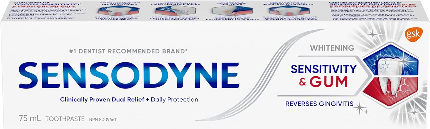 Sensodyne Sensitivity and Gum Mint Toothpaste, Strengthens and Protects Sensitive Teeth and Gums (75 ml).