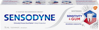 Sensodyne Sensitivity and Gum Mint Toothpaste, Strengthens and Protects Sensitive Teeth and Gums (75 ml).