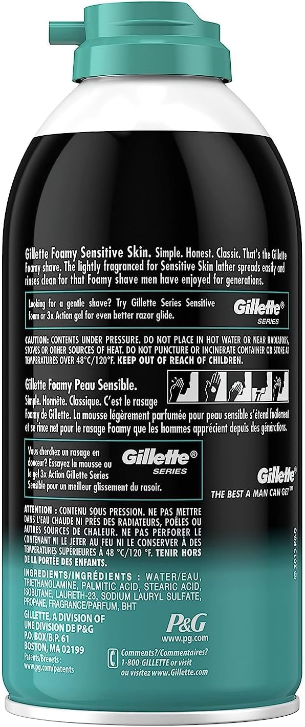 Gillette Foamy Shaving Cream, Sensitive Skin, 11 Ounces