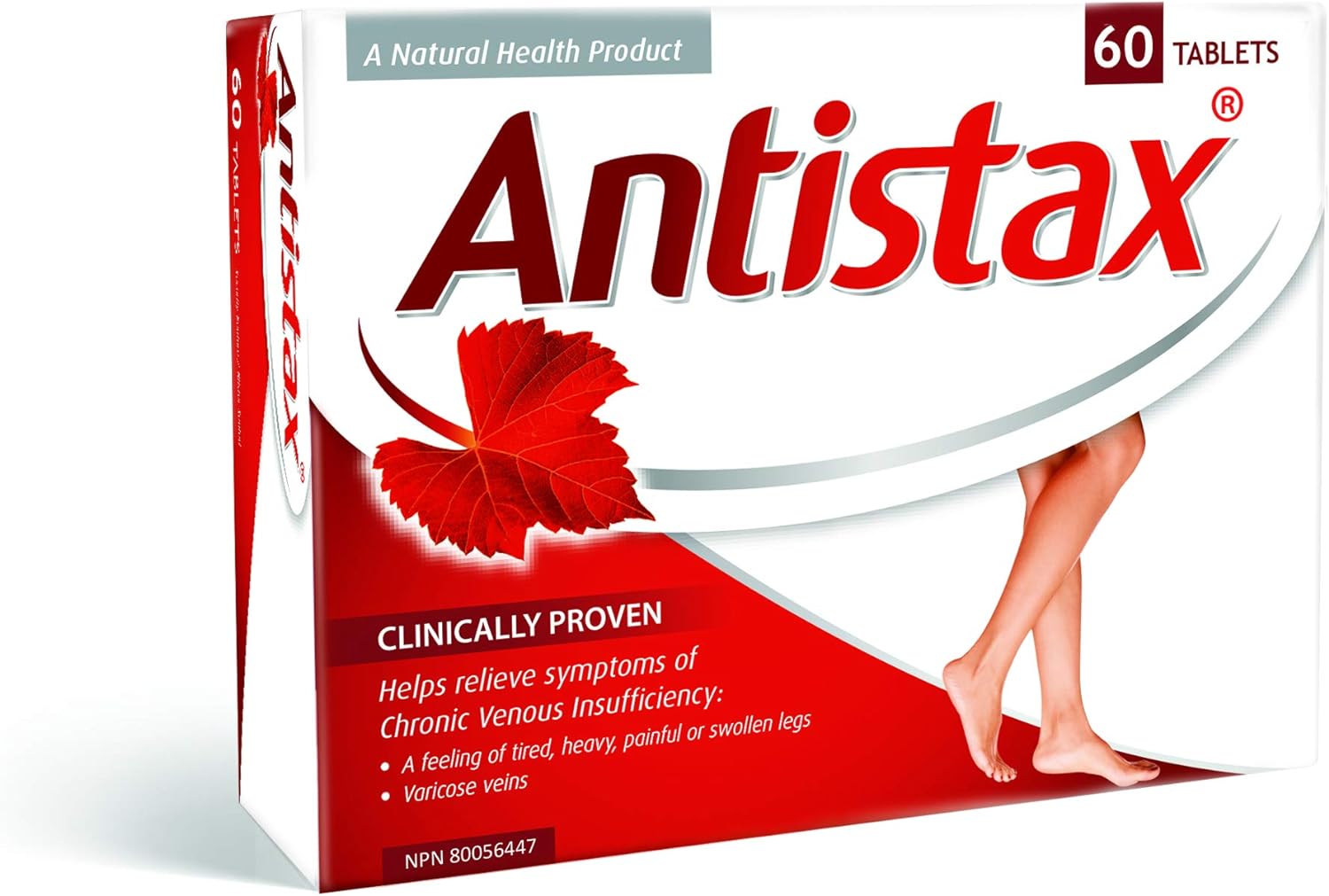 Antistax 60 Count, Helps Relieve Symptoms of Chronic Venous Insufficiency (CVI), Including Tired, Heavy, Swollen, Legs, Varicose Veins