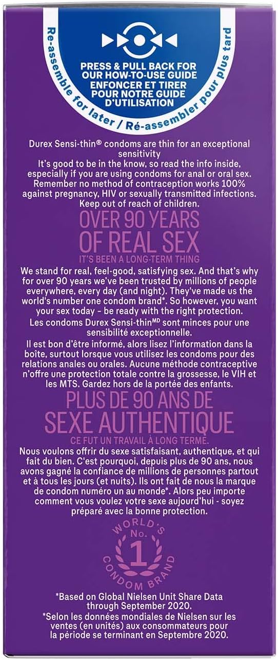 Durex Sensi-Thin, Condoms, Lubricated, Super Thin, Value Pack, 36 Count