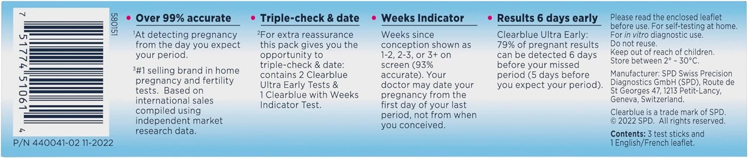 Clearblue Pregnancy Test Triple Check & Date Combo Pack, 3 Tests (1 Digital, 2 Visual)