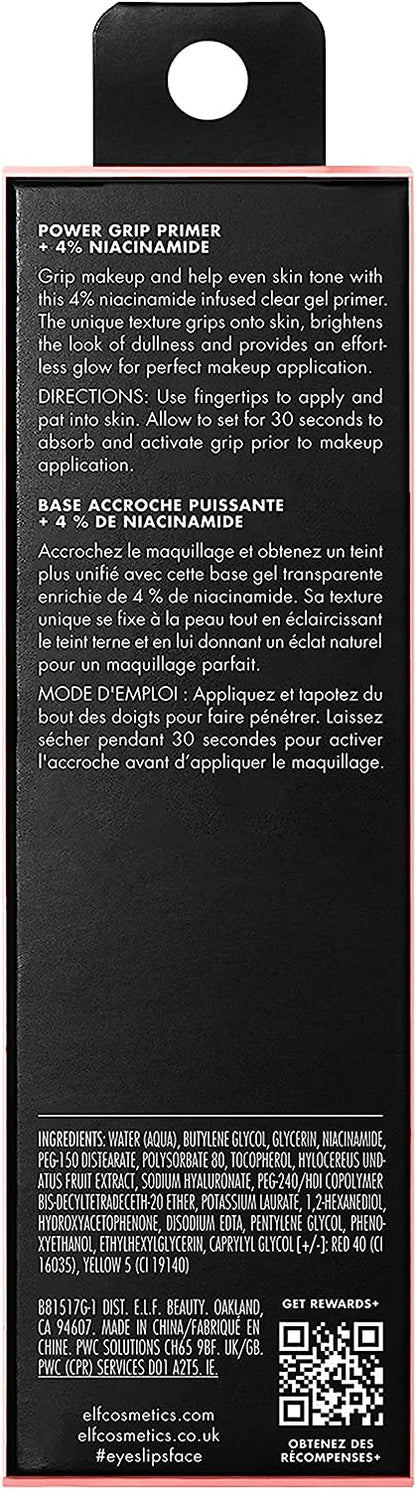 Elf Cosmetics Power Grip Primer + 4% Niacinamide, Gel-Based & Hydrating Face Primer, Evens Skin & Brightens, Grips Makeup, Vegan & Cruelty-Free, 0.811 Fl Oz , Pinktic