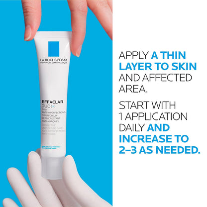 La Roche-Posay Effaclar Duo+ ACNE Cream Treatment Face Moisturizer with Salicylic Acid & Niacinamide for Oily, Acne-Prone & Sensitive Skin. Helps Clear Pimples, Remove Blackheads & Prevent Breakouts, 40ML