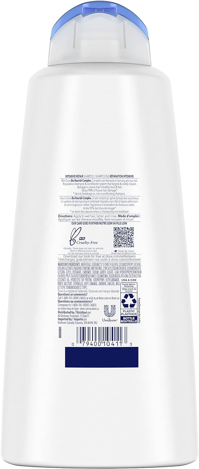 Dove Intensive Repair Shampoo with Bio-Nourish Complex Revives Damaged Hair (750 ml).