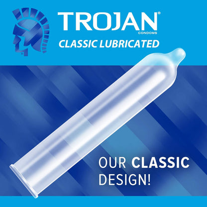 Trojan Classic Lubricated Latex Condoms, Smooth Design with Reservoir End, 30 Count