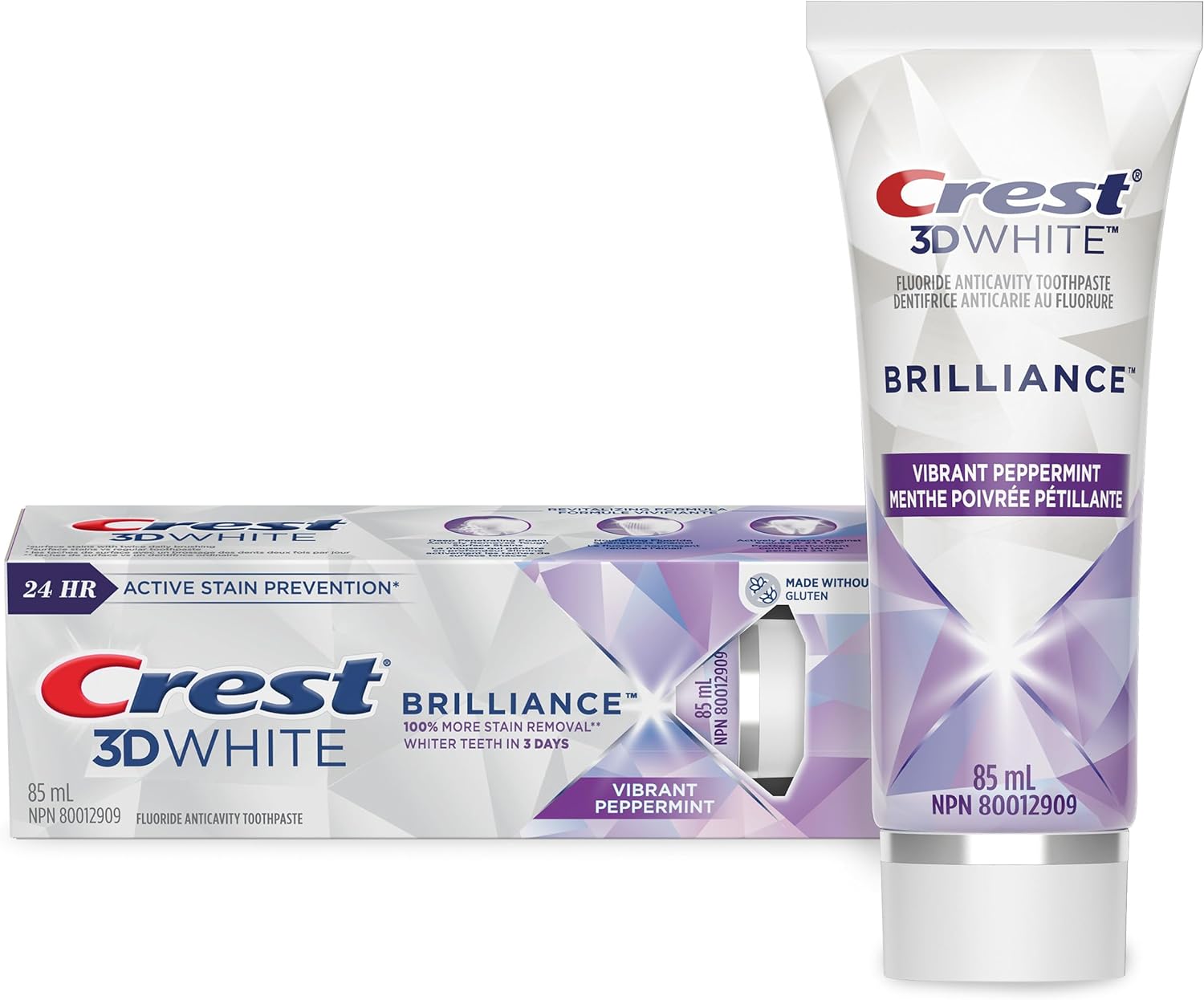 Crest 3D White Brilliance Toothpaste, Vibrant Peppermint (A pack of three 85 ml).