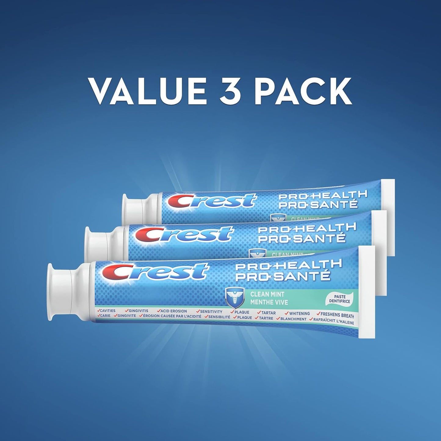 Crest Pro-Health Toothpaste Smooth Formula, Clean Mint (A pack of three 130 ml).