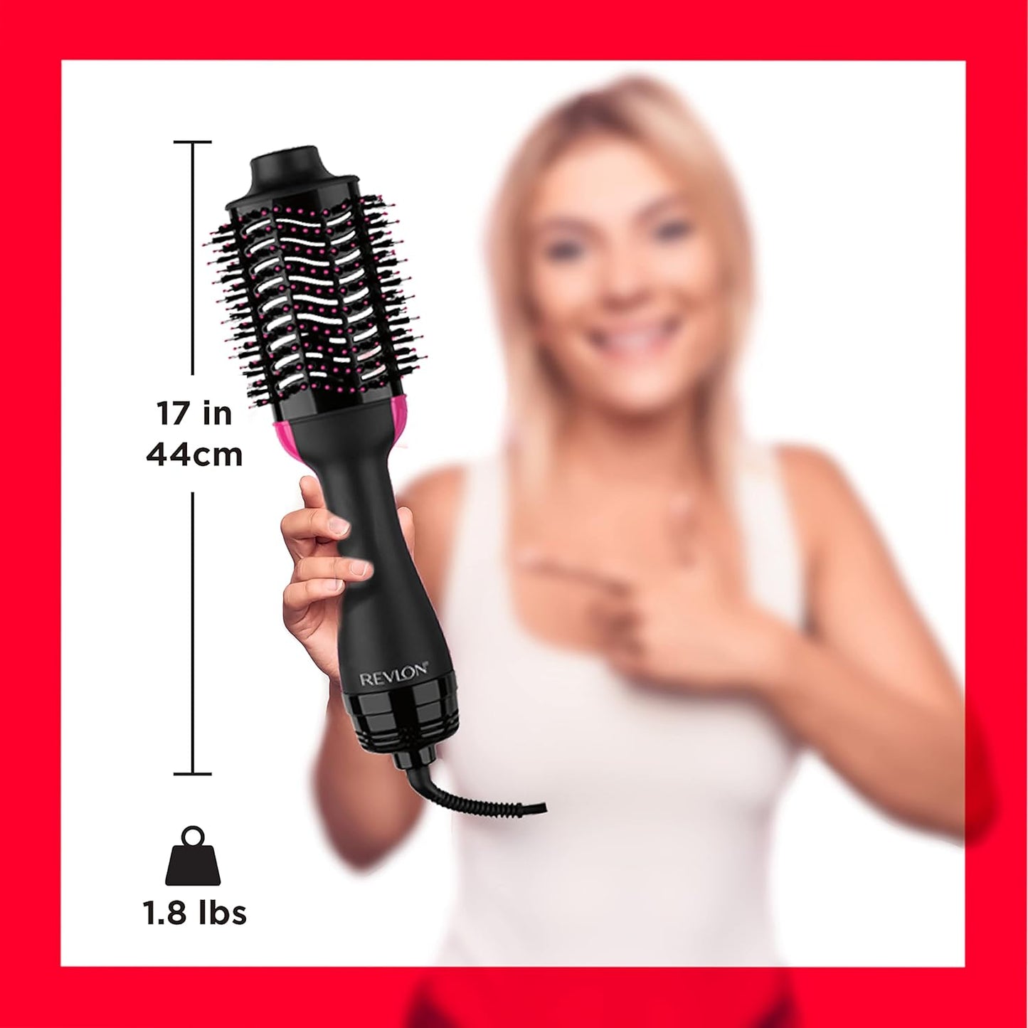 RVDR5222F One-Step Volumizer and Ionic Hair Dryer with Advanced Ionic Technology, Hot Air Brush, Less Frizz, 3 Heat/ 2 Speed Settings, Black