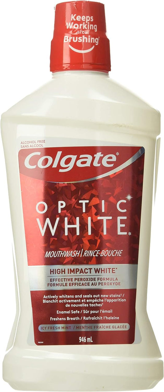 Colgate Optic White Mouthwash, Alcohol Free Icy Fresh Mint (946 ml).