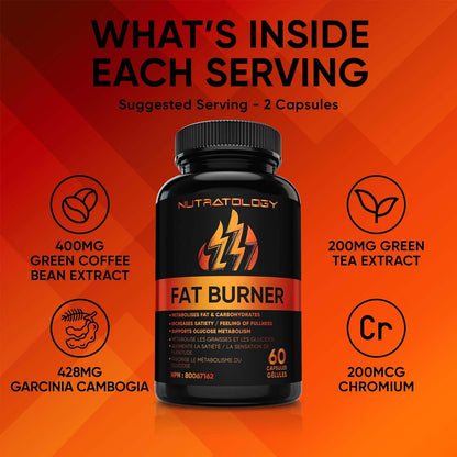 Nutratology Thermogenic Fat Burner Formulated to Metabolize Carbohydrates & Fats - Appetite Suppressant That Helps to Increase Satiety - Weight Loss Pills for Women & Men - Bloating Relief - Keto-Friendly - 60 Diet Pills / Capsules